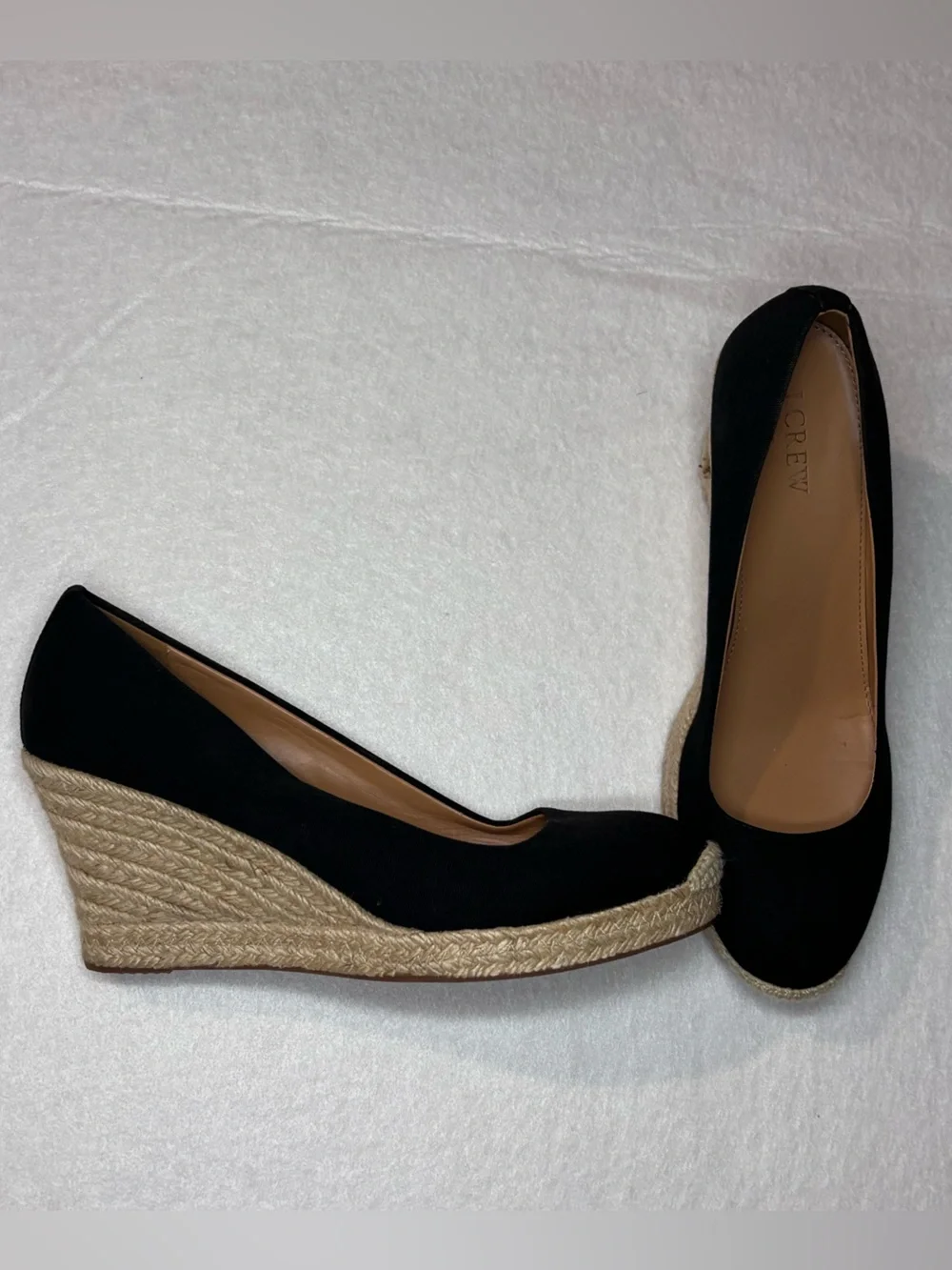 J. Crew Black Canvas Espadrille Wedge Pumps Woman’s Size 8.5